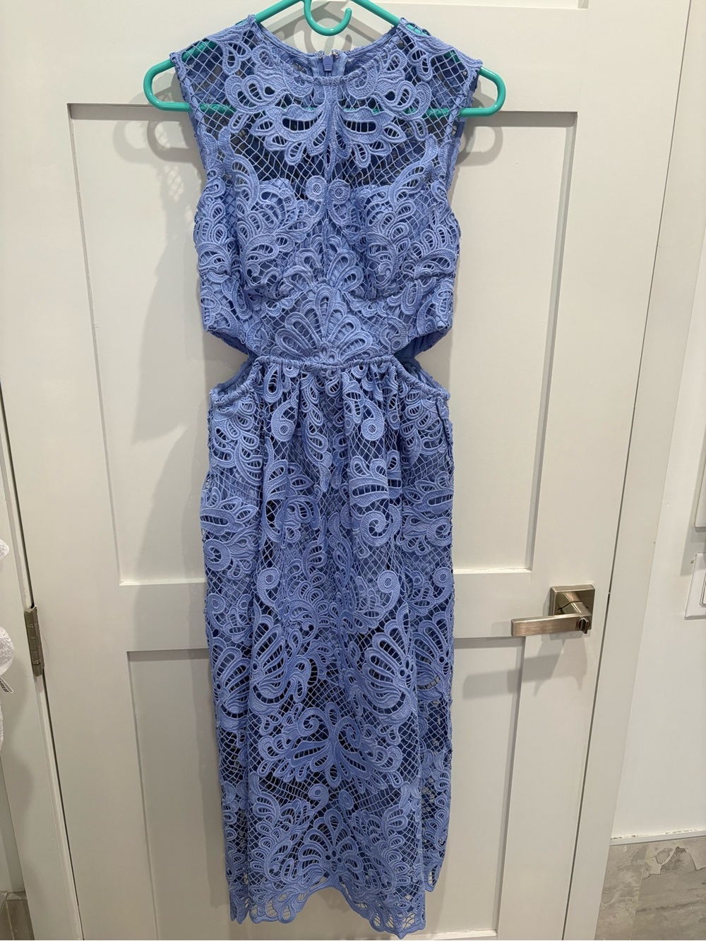 Self-Portrait Blue Lace Cutout Midi Dress